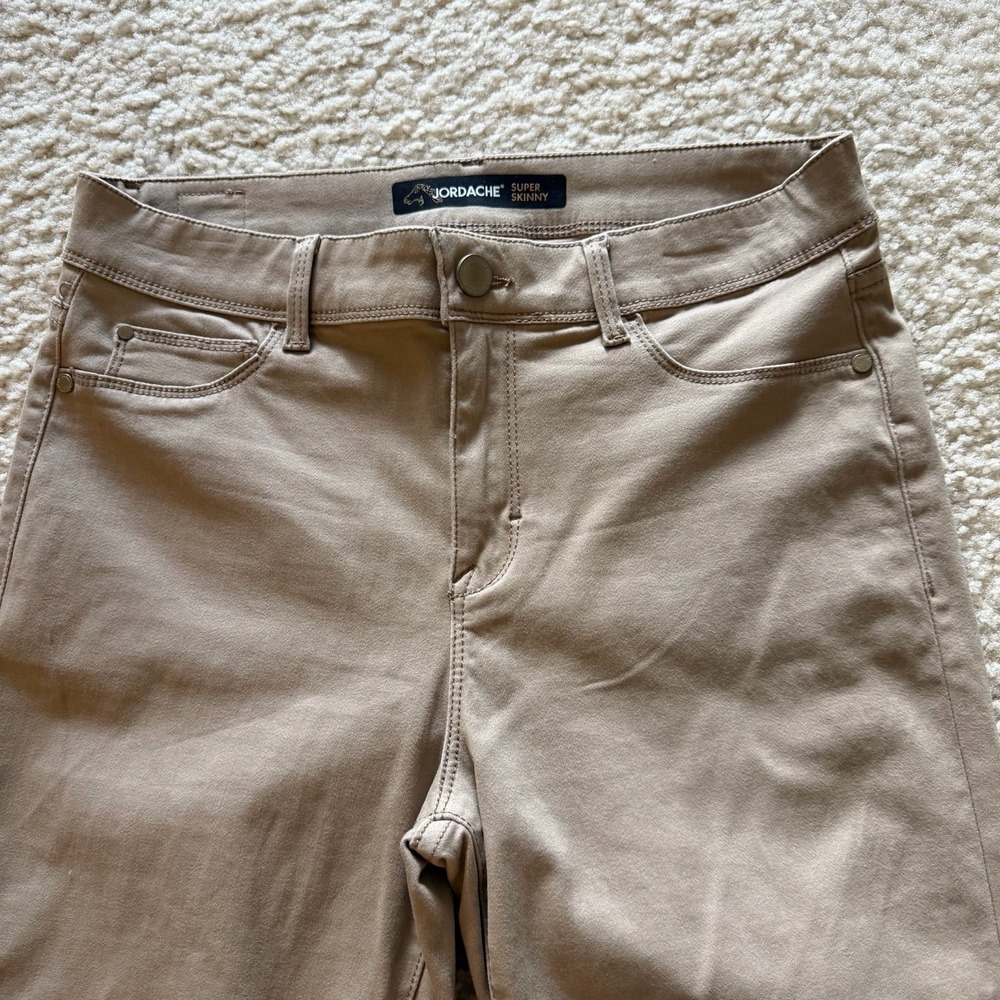 Jordache Super Skinny Soft Women Beige Size 10 Adjustable Waist Button Zip - Picture 2 of 11